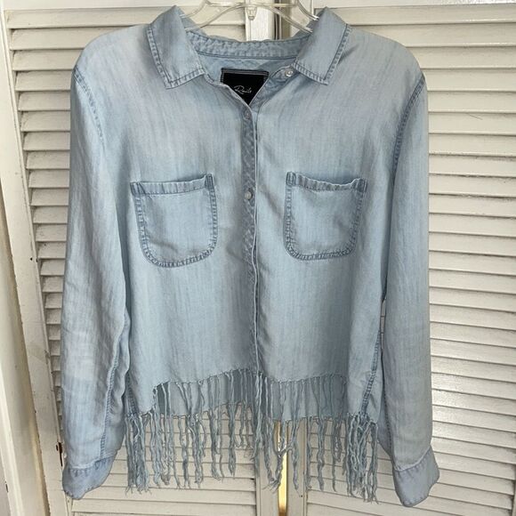 Western crop & 🤠🐴 fringe ‘denim’ shirt 👕 brunch to ride in your Pony! - Picture 1 of 17